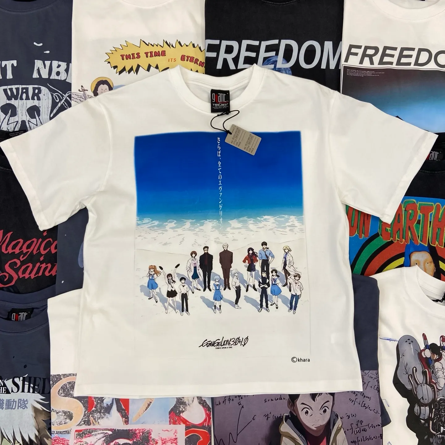 Saint Michael series of new American retro washed and distressed niche printed pure cotton loose short-sleeved T-shirts with digital white ink direct injection, breathable fabrics and three-dimensional and clear patterns. Fabric: Double yarn 240g Size: S-M-L-XL